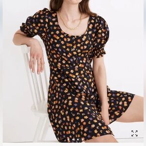 Madewell Smock-Sleeve Button-Front Mini Dress